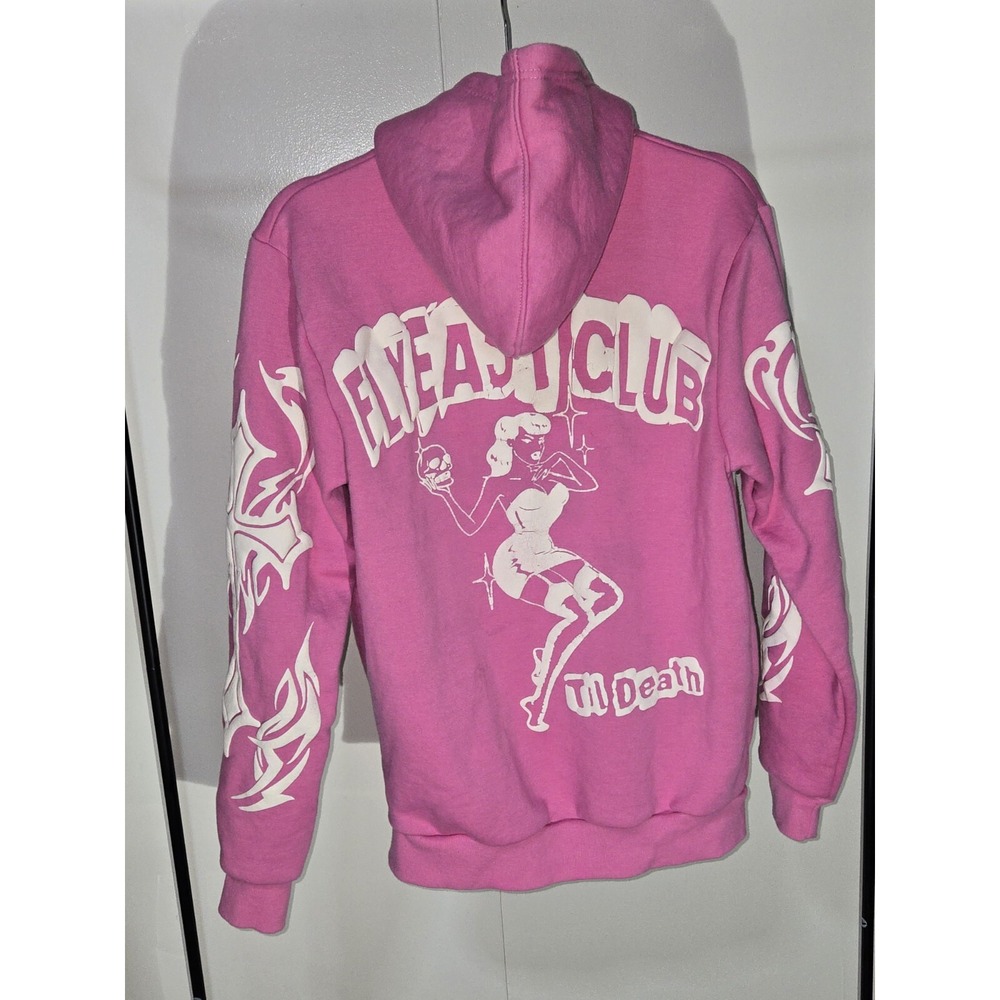 Flyeast Apparel Pink Till Death Do Us Part Graphic Hoodie Sweatshirt Medium - Picture 3 of 5